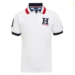 Tommy Hilfiger Boys' Short Sleeve Matt Polo Shirt, White, 5 Regular