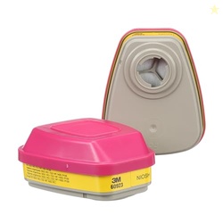 3M P100 RESPIRATOR CARTRIDGE/FILTER 60923, 1 PAIR, NIOSH APPROVED, HELPS PROTECT AGAINST ORGANIC VAPORS, ACID GASES, AND PARTICULATES, MAGENTA, YELLOW