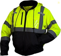 Pyramex RJ31 Series Waterproof Class 3 Fleece Bomber Safety Jacket, Lime, 2X Large