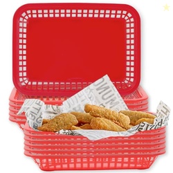 TableCraft C1077R, Cash and Carry Grande Basket, Red, Platter Food Basket, Durable Design, Ideal for Serving and Display, Versatile Use, Pack of 12, Vibrant Red Color