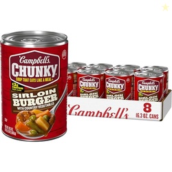Campbells Chunky Soup, Sirloin Burger With Country Vegetable Beef Soup, 16.3 oz Can (Case of 8)