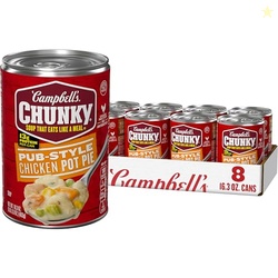 Campbells Chunky Soup, Pub-Style Chicken Pot Pie Soup, 16.3 oz Can (Pack of 8)