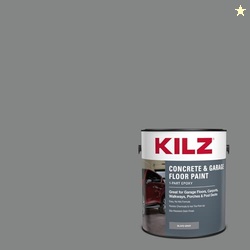 KILZ 1-Part Epoxy Acrylic Concrete & Garage Floor Paint, Slate Gray, Satin, Interior/Exterior Concrete Paint for Basement Floors, Porches, Driveways & Pool Decks, 1 Gallon