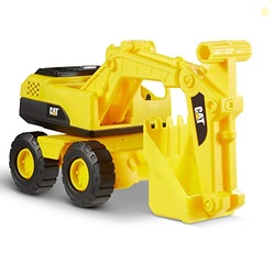 Cat Construction Fleet 10 Excavator Toy HeavyDuty Plastic, Working Boom & Bucket, FreeRolling Wheels, Indoor/Outdoor Sandbox Vehicle for Toddlers & Kids Ages2+