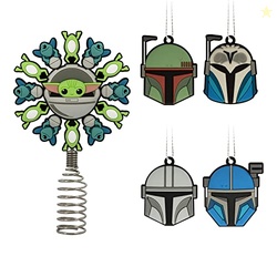 Hallmark Star Wars: The Mandalorian 5" Miniature Christmas Tree Topper and 1.7" Mini Ornaments, Set of 5 Shatterproof Ornaments, May The 4th
