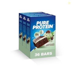 Pure Protein Chocolate Mint Cookie Protein Bars  20g Protein, 3g Sugar, 190 Calories (36 count) Low Sugar* High Protein Snack - Gluten Free - Perfect for a Healthy Snack