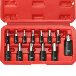 RIMKOLO 13-Piece Torx Bit Socket Set, 1/4, 3/8 and 1/2 Drive T8-T60 Star Socket Set, S2 Steel Bits and CR-V Sockets with Storage Case