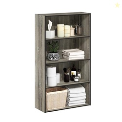 Furinno PASIR Book Shelf, 4-Tier Bookshelf, Bookcase with Open Shelf, 9.4 x 23.6 x 41.7, for Living Room, Bedroom, Home Office, French Oak