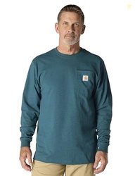 Carhartt Men's Loose Fit Heavyweight Long-Sleeve Pocket T-Shirt, Greenstone Heather, Medium