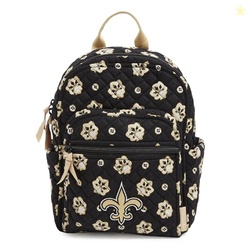 Vera Bradley Women's Cotton Nfl Small Backpack (Multiple Teams Available), Neworleanssaintsonblack/Goldbandana, One Size