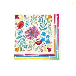 Talking Tables 20 x Floral Napkins Disposable for Parties Boho Serviettes, Encanto-Theme, Paper Tableware for Summer Picnic, Blue Pink Yellow, Napkins 13 x 13 inches
