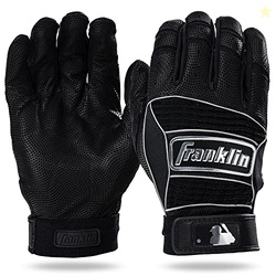 FRANKLIN SPORTS MLB BATTING GLOVES - NEO CLASSIC II ADULT + YOUTH BATTING GLOVES PAIR - BASEBALL + SOFTBALL BATTING GLOVES - BLACK + SILVER - ADULT MEDIUM