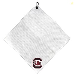 Team Golf NCAA South Carolina Microfiber Towel - 15" X 15" (White) with Carabiner Clip, Premium Microfiber with Deep Waffle Pockets - Superior Water Absorption and Quick Dry Golf Cleaning Towel