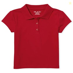 The Children's Place girls Uniform Soft Jersey Polo Shirt, Ruby, L 10 12 US
