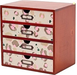 Leopard Print Wooden Desk Organizer