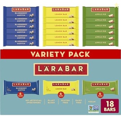 LARABAR Fruit & Nut Bars Variety Pack 18 Count (1.6 oz Each), Blueberry Muffin Lemon Apple Pie, Vegan Gluten Free Dairy Free Plant Based, Granola Snack Bars Breakfast Snacks For Adults