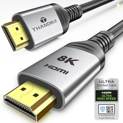 THANDBLE 10K 8K HDMI 2.1 Cable 6.6 FT, 48Gbps Certified Ultra High Speed HDMI Cables Cord, 8K@60Hz 4K@120Hz DTS:X, HDCP 2.2&2.3, HDR 10, eARC 12Bit Compatible for Laptop/Monitor/PS5/Xbox/UHD TV/PC