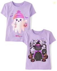 The Children's Place,Female,All Holidays Short Sleeve Graphic T-Shirts,multipacks,Black Cat/Ghost Beanie 2-Pack,Medium