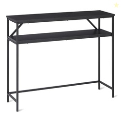 Amazon Basics Rectangular Console Table with Storage Shelf, Steel Frame, 11.8" D x 39.4" W x 31.5" H(in), Black