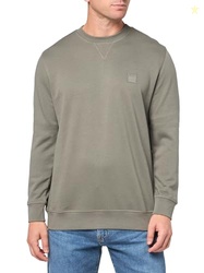 BOSS Patch Logo French Terry Pullover Cotton Sweatshirt, fossil grey, S