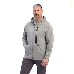 ARIAT MEN'S REBAR WORKMAN FULL ZIP HOODIE, HEATHER GREY, SIZE XX-LARGE