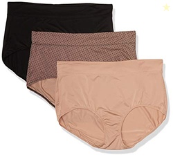 Warner's womens Blissful Benefits No Muffin 3 Pack Brief Panty Underwear, Ub/Ta/Lace Dot Print, 3X-Large US