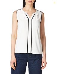 Calvin Klein Women's Sleeveless V-Neck Suiting Blouse, Eggshell/Black, XS