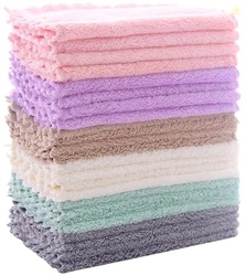 24 Pack Kitchen Dishcloths - Does Not Shed Fluff - Reusable Dish Towels, Dish cloths, Super Absorbent Coral Fleece Cleaning Cloths, Nonstick Oil Washable Fast Drying, 7 x 9 Inch (Multicolor)