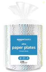 Amazon Basics Ultra Paper Plates, 8.62 Inch, Disposable, 880 Count (4 pack of 220)