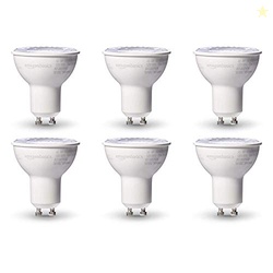 Amazon Basics MR16 LED Light Bulb, 50 Watt Equivalent, Energy Efficient 7W, GU10 Base, Warm White 3000K, Dimmable, 10,000 Hour Lifetime , 6-Pack