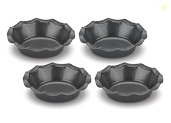 Cuisinart 4 Piece Fluted Tartlet Pan Set, Mini, Steel Gray