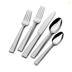Mikasa Kyler Flatware Set for 12, 65 Piece 18/10 Stainless Steel Silverware with Modern Design and Serving Utensils, Durable, Stylish Dinnerware Service