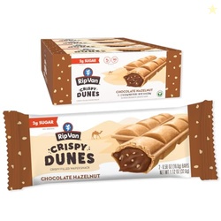 Rip Van Crispy Dunes Vegan Chocolate Hazelnut Wafer Sticks  Low-Calorie Keto Snack with Hazelnut Cream Filling, 90 Calories, Non-GMO, Prebiotic Fiber - 12 Pack