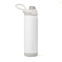 ZULU Powerfill Pro 24oz Stainless Steel Water Bottle with Quick Fill Lid, Triple Walled Vacuum Insulated Metal, Leak Proof Locking Lid, Sip and Chug, Reusable BPA Free, White