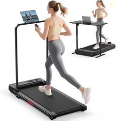 Walking Pad Treadmill for Home - Folding Treadmills with Handle Bar Portable Compact Fold up Indoor Foldable Handles Electric Walk Pads Small Spaces Mini Running Quiet Under Bed Office