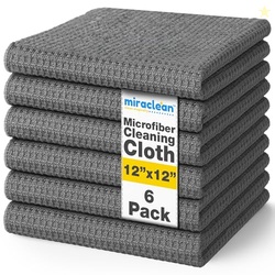 Microfiber Towels for Cars 12 x 12 inches Waffle Weave Microfiber Towel, Barista Towels, Multipurpose Use, Lint Free Cloth For Glass, Dusting & Appliances, 6 Pack Premium Microfiber Cleaning Cloth