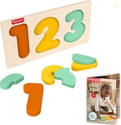 Fisher-Price Wood Montessori Toy 1-2-3 Puzzle, American Montessori Society Seal of Excellence, 6-Piece Wooden Learning Activity & Expert Play Tips for Toddlers & Kids Ages 2+ Years (Amazon Exclusive)