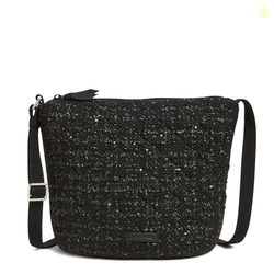 COTTON BUCKET CROSSBODY PURSE, BLACK