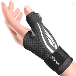 FITSOON Thumb Wrist Brace | Upgraded Thumb Spica Splint Stabilizer Pain Relief Night Support for De Quervain s Tenosynovitis Trigger Finger Arthritis Sprains | Breathable Fabric(S/M,White/Black)