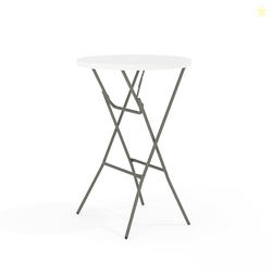 Flash Furniture Elon 32' Round Folding Bar Height Table for Parties and Commercial Events, Indoor/Outdoor Plastic Tall Round Table, White
