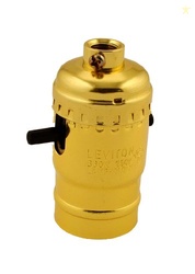 Leviton Medium Base Complete, Aluminum Shell Incandescent Lampholder, Push-Through, Single Circuit, 1/8IPs Tapped Bushing, 6098-PG, Brass