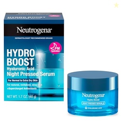 NEUTROGENA HYDRO BOOST NIGHT PRESSED SERUM - WITH HYALURONIC ACID & ANTIOXIDANTS, HYDRATING FACE MOISTURIZER THAT RESTORES & REVITALIZES SKIN OVERNIGHT, FOR NORMAL TO EXTRA DRY SKIN, 1.7 OZ