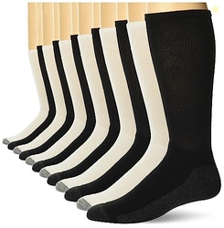 Hanes Men's Max Cushioned Crew Socks, Moisture-Wicking with Odor Control, Multi-Pack, Black/White-12, 6-12