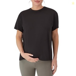 Hanes Women's T-Shirt, Stretch & Recover Short Sleeve Pregnancy Top, Moisture-Wicking Maternity Tee, Black, 2X Large
