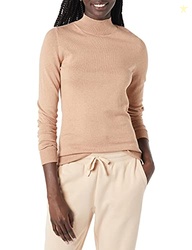 Amazon Essentials Women's Lightweight Mockneck Sweater (Available in Plus Size), Taupe Heather, X-Small
