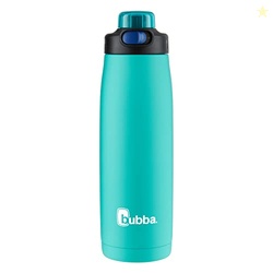 Bubba Radiant Stainless Steel Water Bottle with Push-Button Chug Lid 24oz., Island Teal Rubberized