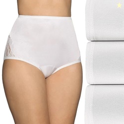 Vanity Fair Women's Perfectly Yours High Waisted Brief Panties, Lace Nouveau-3 Pack-Star White, 10