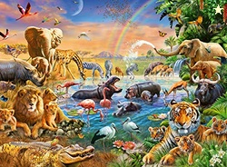 Ravensburger Savannah Jungle Waterhole Puzzle - 100 Unique Pieces | Kid-Friendly, Educational Toy | Enhances Concentration and Creativity | FSC-Certified, Sustainability Assured
