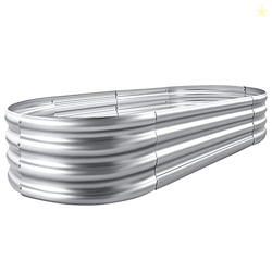 Land Guard Galvanized Raised Garden Bed Kit, Galvanized Planter Garden Boxes Outdoor, Oval Large Metal Raised Garden Beds for Vegetables