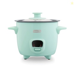 Dash Mini Ceramic Rice Cooker - Designed for Single-Serve Cooking - Compact Rice Cooker with Nonstick Removable Pot, Keep Warm Function & Easy-to-Clean Sleek Design - Aqua Ceramic